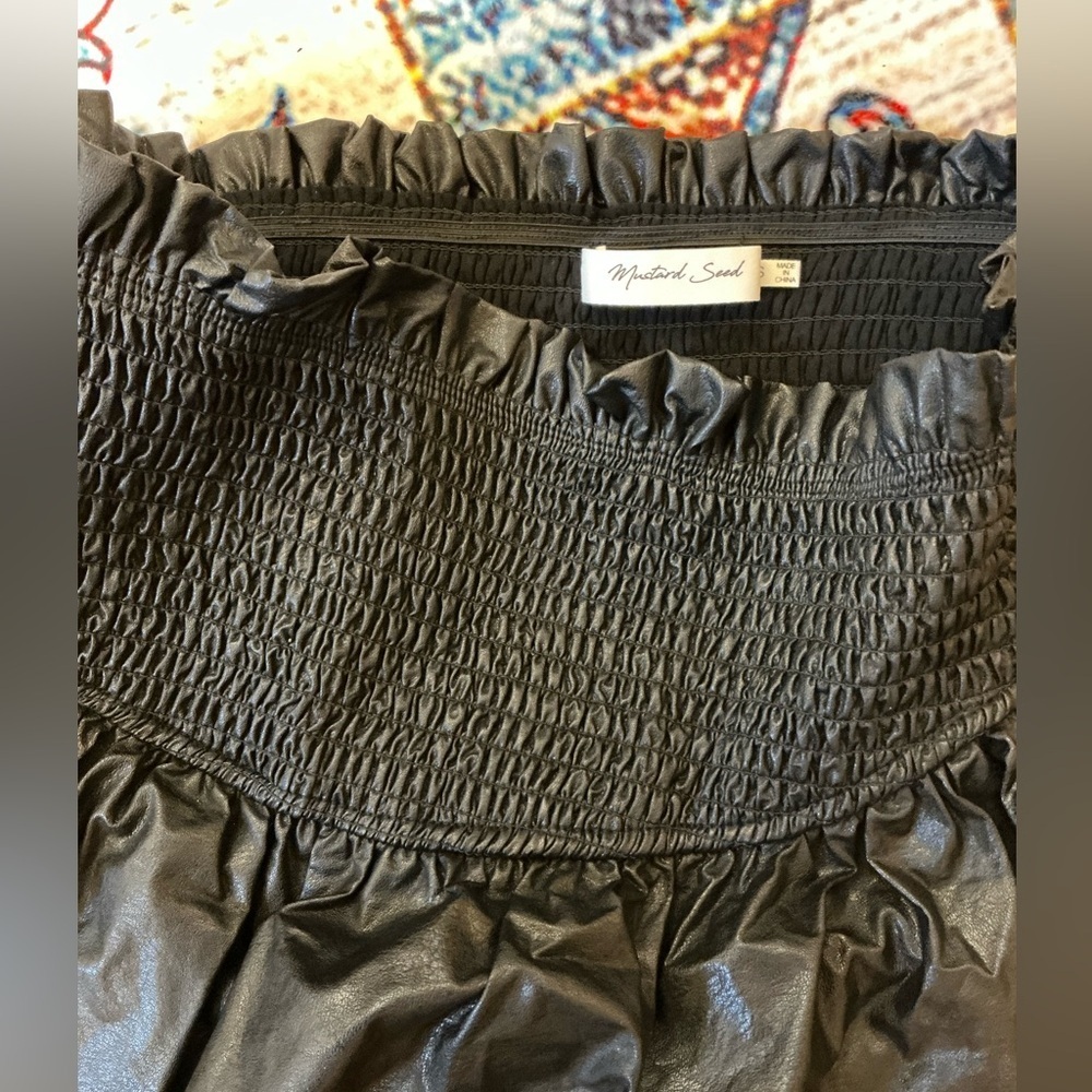 Mustard Seed Black Tiered Mini Skirt Sz S - Picture 5 of 5